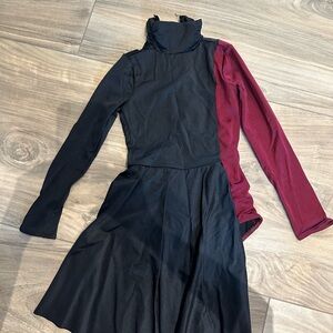 Weissman Black and Burgundy Long Sleeve dance costume child 7/8